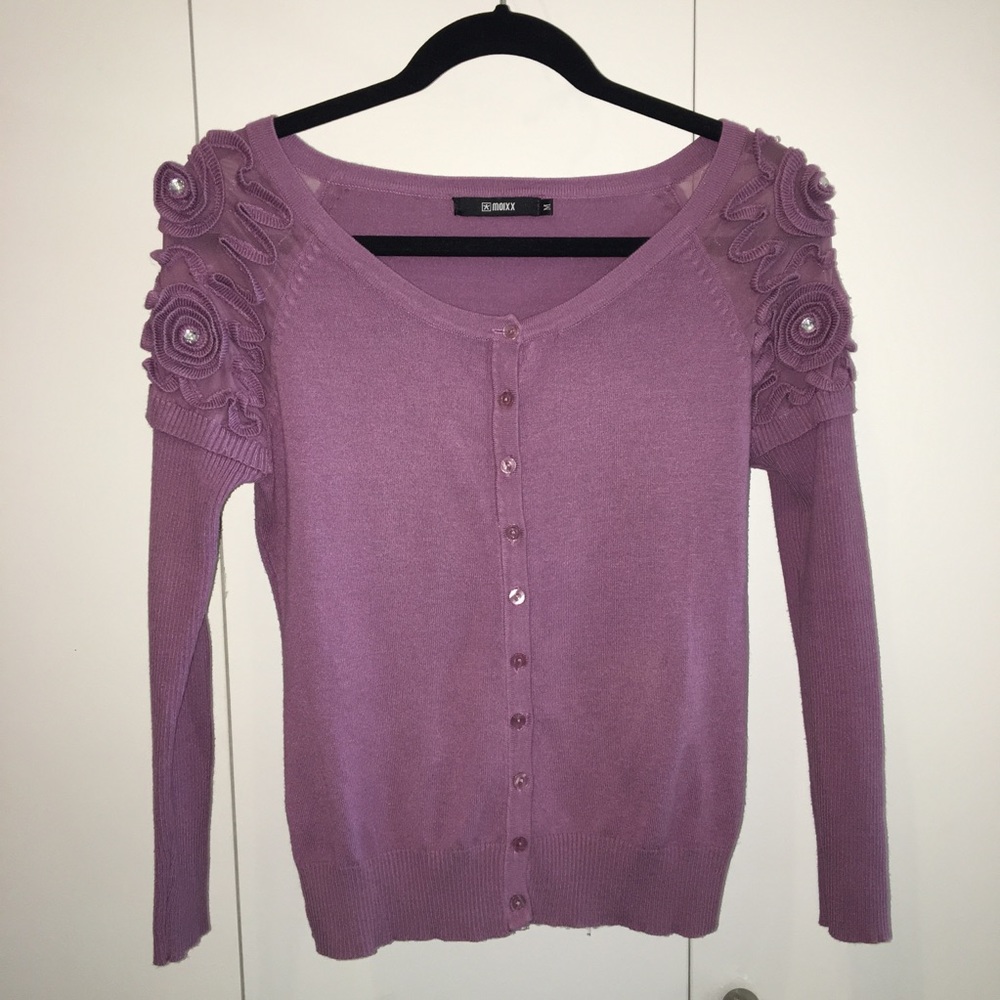 Purple Cardigan with embellished shoulders